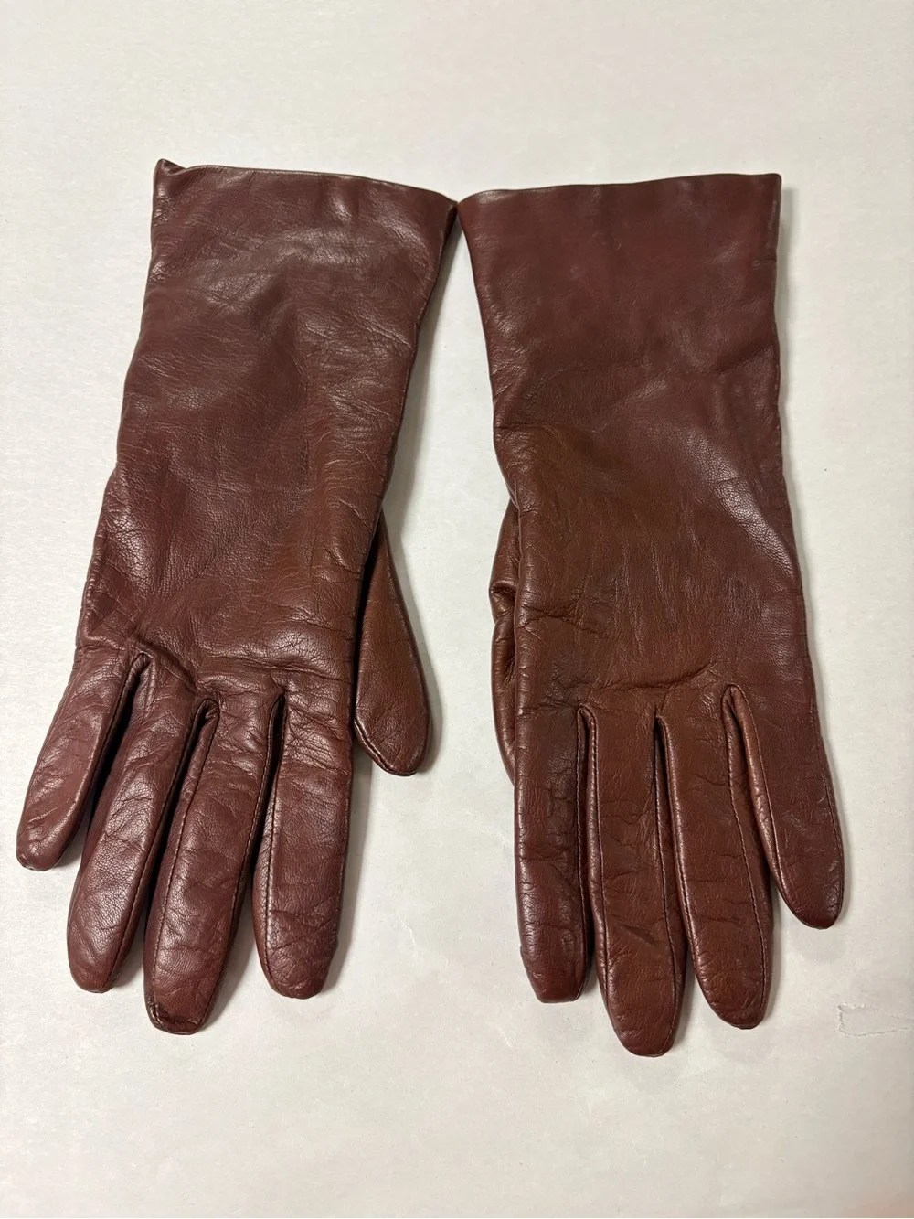Fownes Brothers Classic Brown Leather Gloves Cashmere Lining size 7
